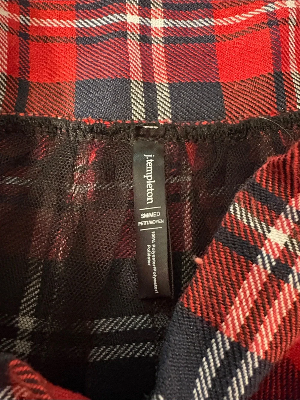 Red Plaid Pleated Mini Skirt with Black Tulle Hem
